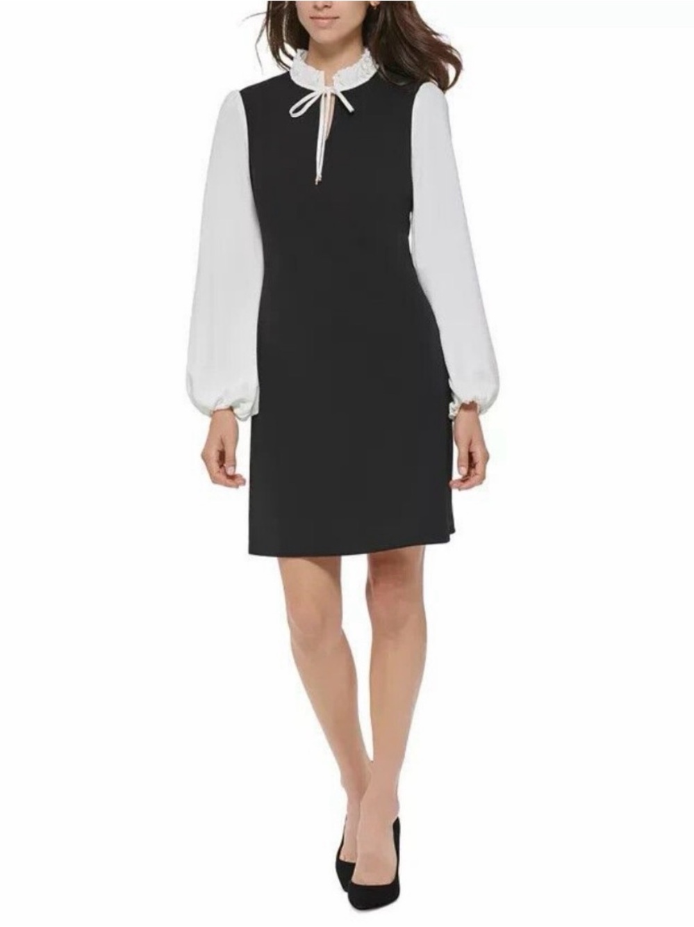 Tommy Hilfiger Black Dress with White Bishop Sleeves